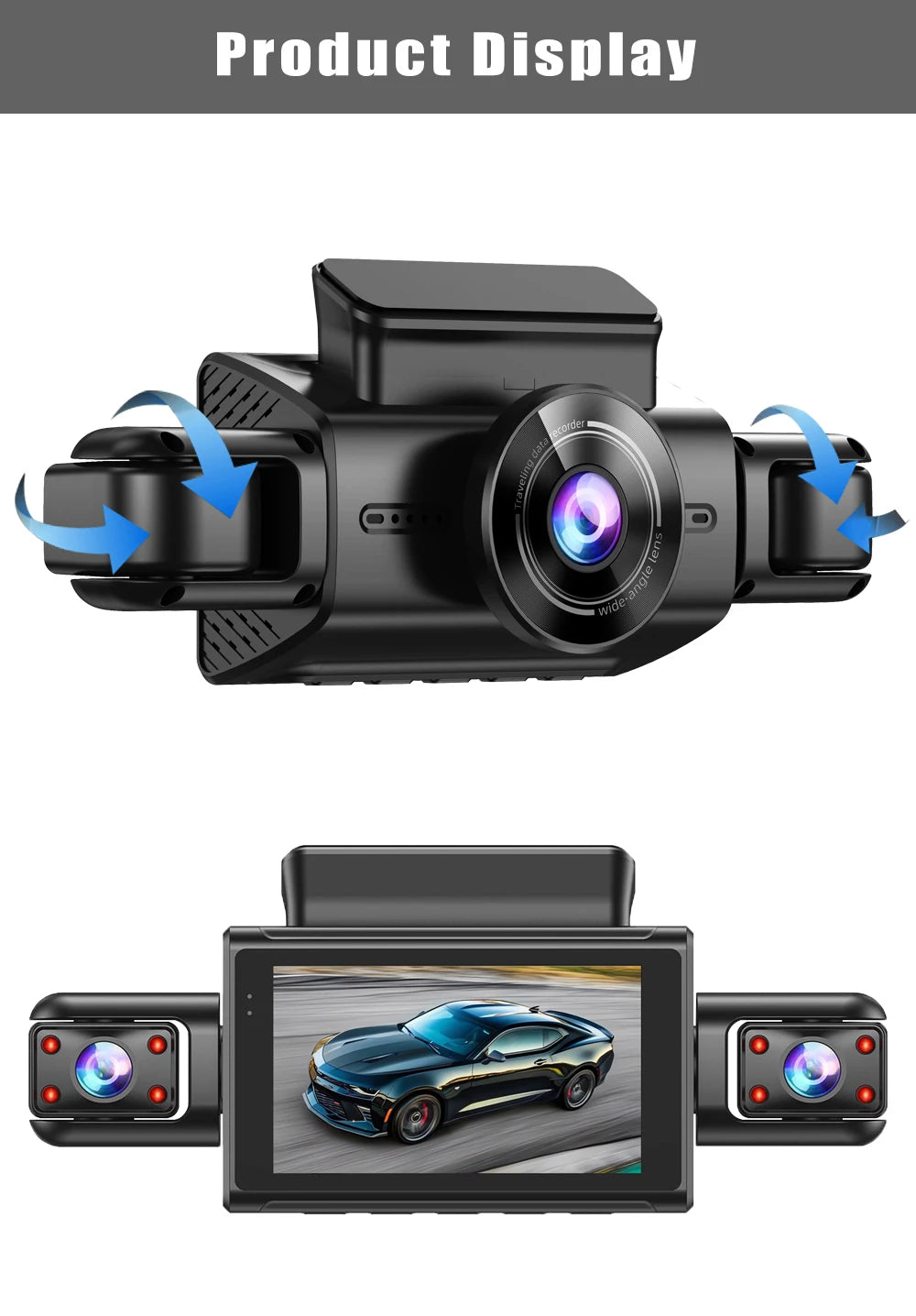 OMGO 360° 4CH WiFi Dash Cam – Ultra HD 2.5K Autokamera