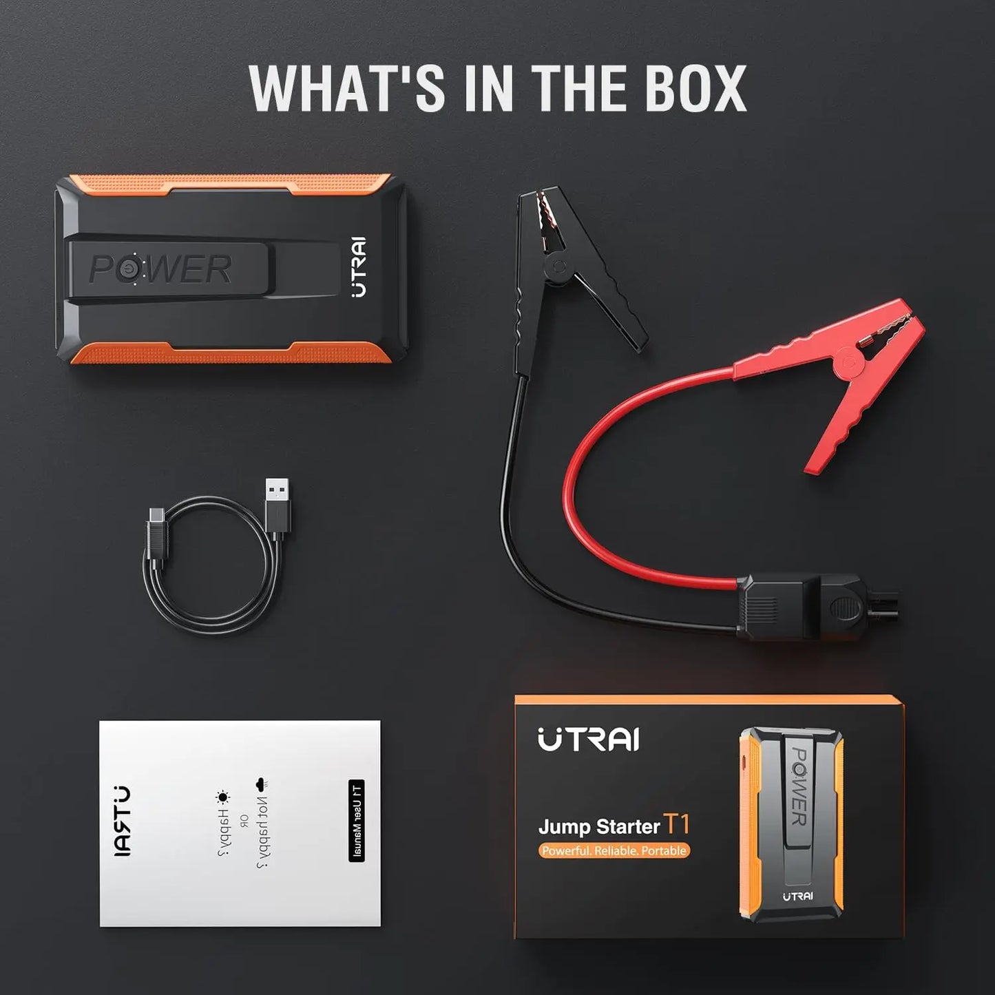 Ezstyle Utrai Emergency Jump Starter – 2000A 12V mit LED-Taschenlampe und Power Bank Funktion