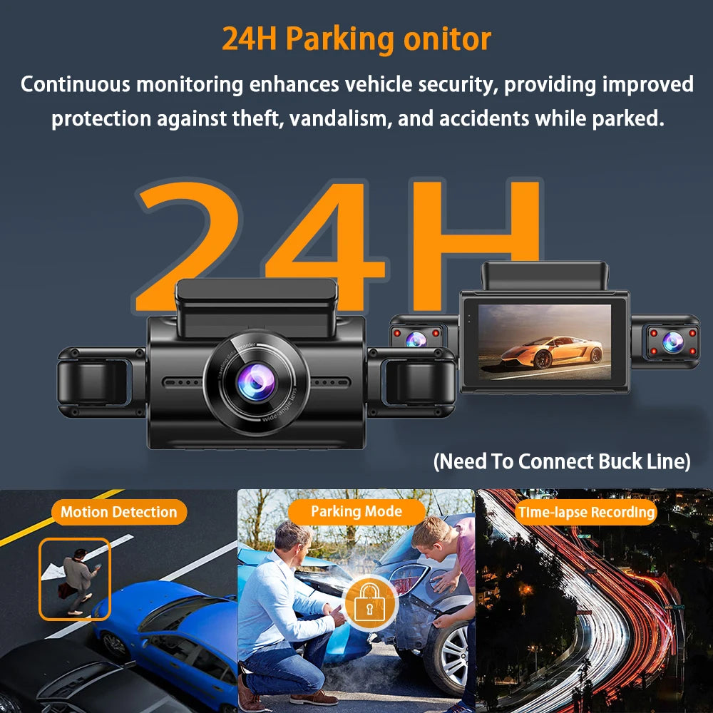 OMGO 360° 4CH WiFi Dash Cam – Ultra HD 2.5K Autokamera