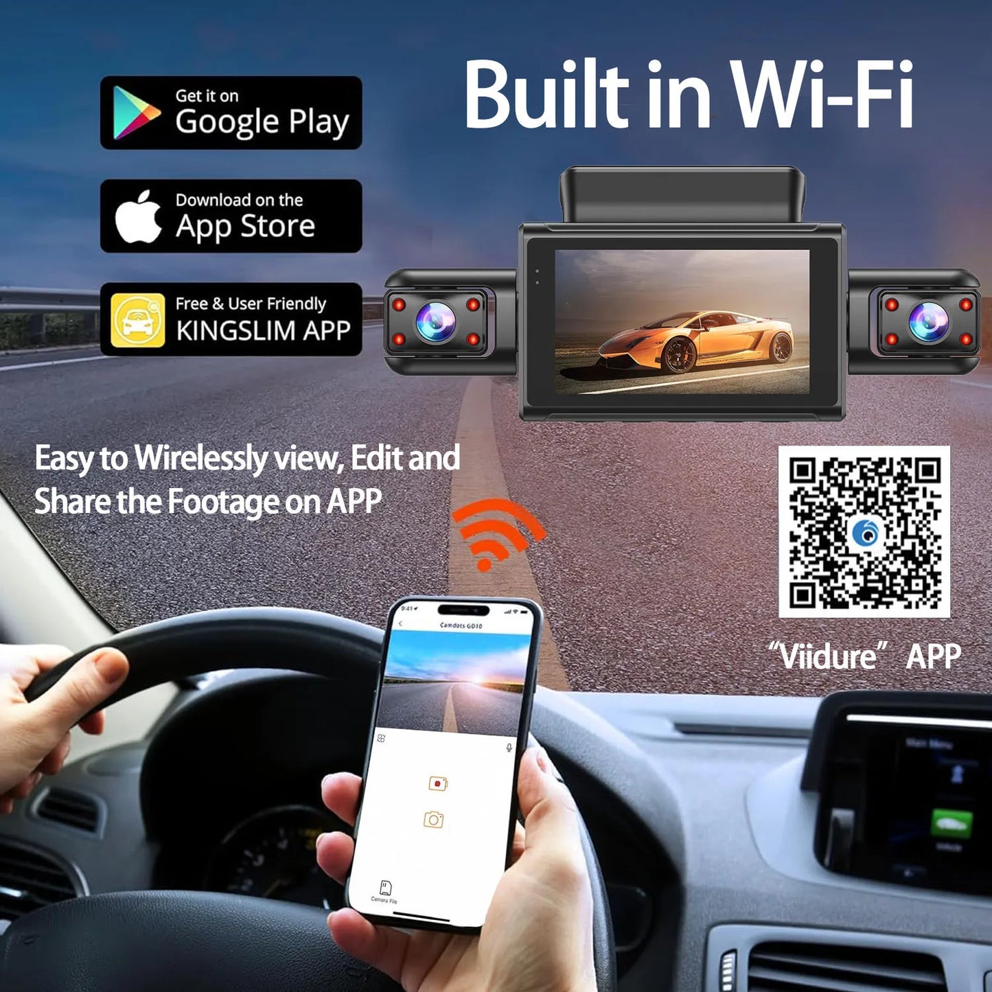 OMGO 360° 4CH WiFi Dash Cam – Ultra HD 2.5K Autokamera