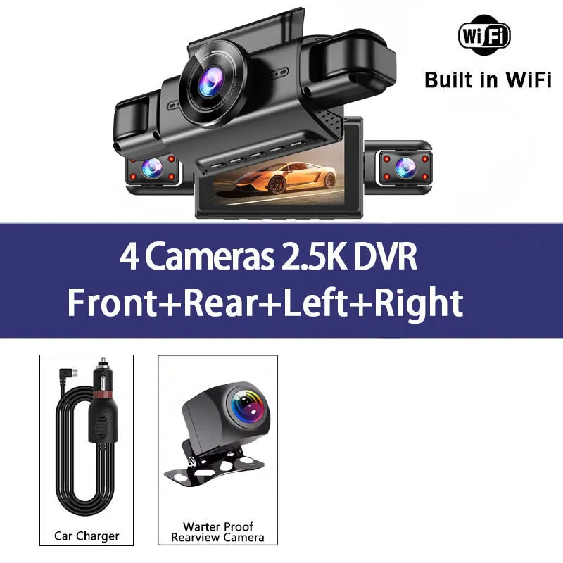 OMGO 360° 4CH WiFi Dash Cam – Ultra HD 2.5K Autokamera