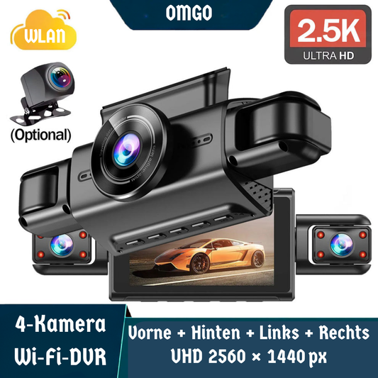 OMGO 360° 4CH WiFi Dash Cam – Ultra HD 2.5K Autokamera